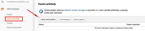 Vytvoření vlastního přehledu v Google Analytics